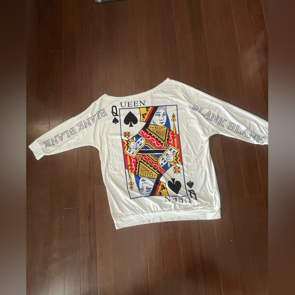 SHEIN White and Black Jack of Spades Sweatshirt